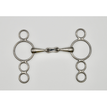 4 Ring Hollow Mouth French Link Gag 18mm Bit S/Steel 12.5cm