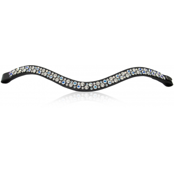 Judi Famous Odessa Double Browband Full Size Black with AB/Clear/Black Swarovski Crystals